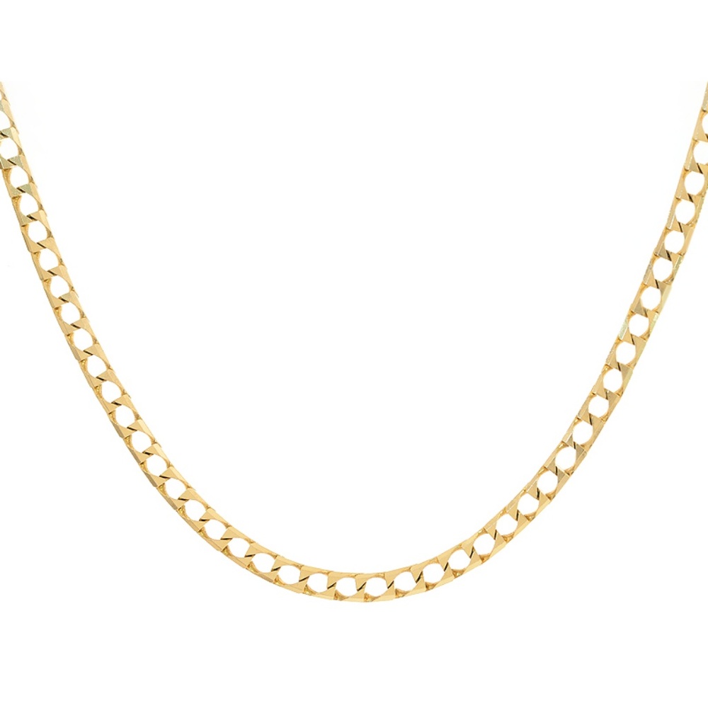 14K Yellow Gold Square Curb Link 20 Inch Chain - Picture 5 of 6